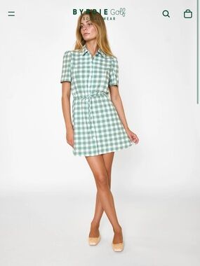 Byrdie Golf Social Wear Green Gingham Dress